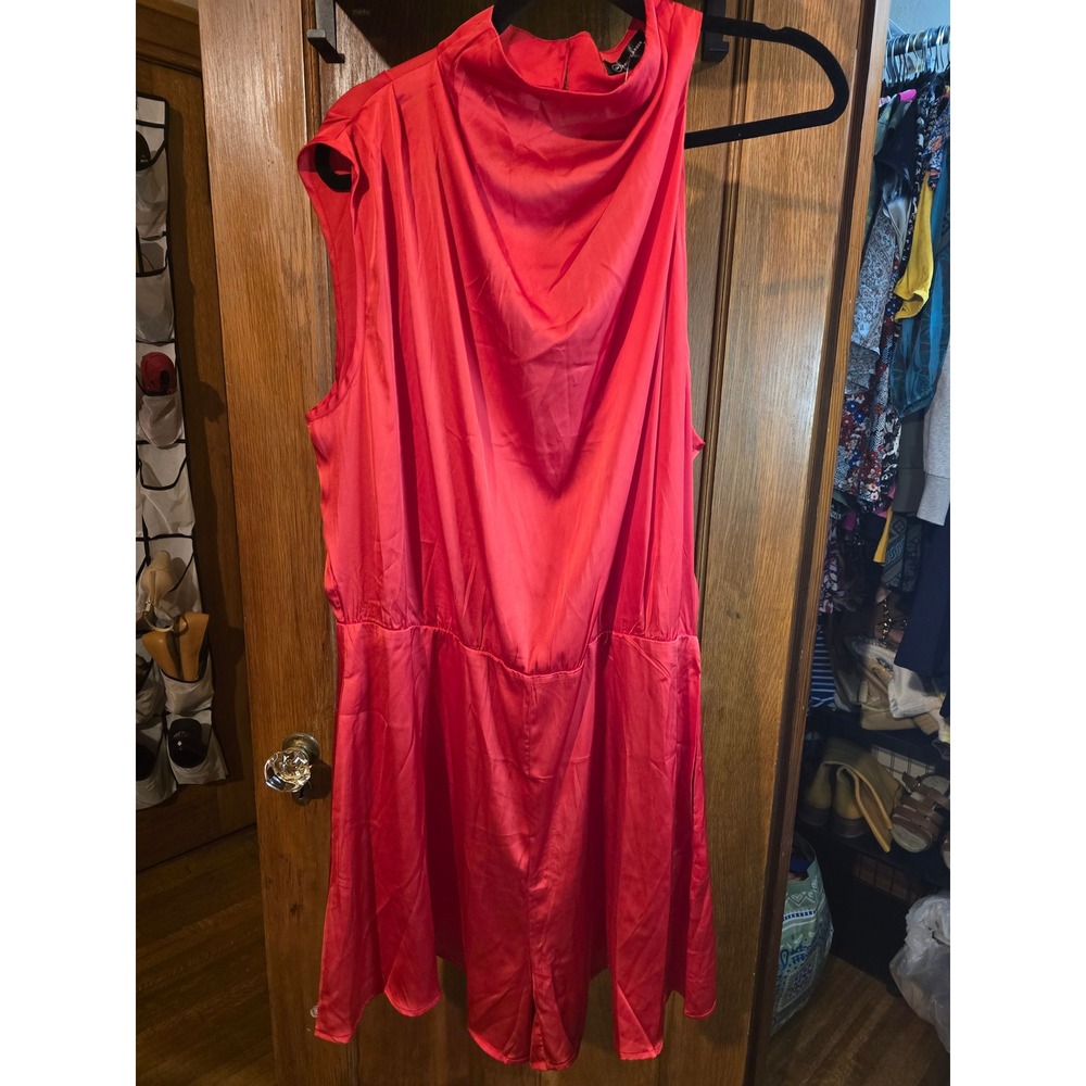 Pretty Garden Red Silky Romper High Neck Sleeveless XXL New